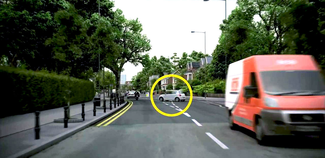 Hazard perception example image from the test centre