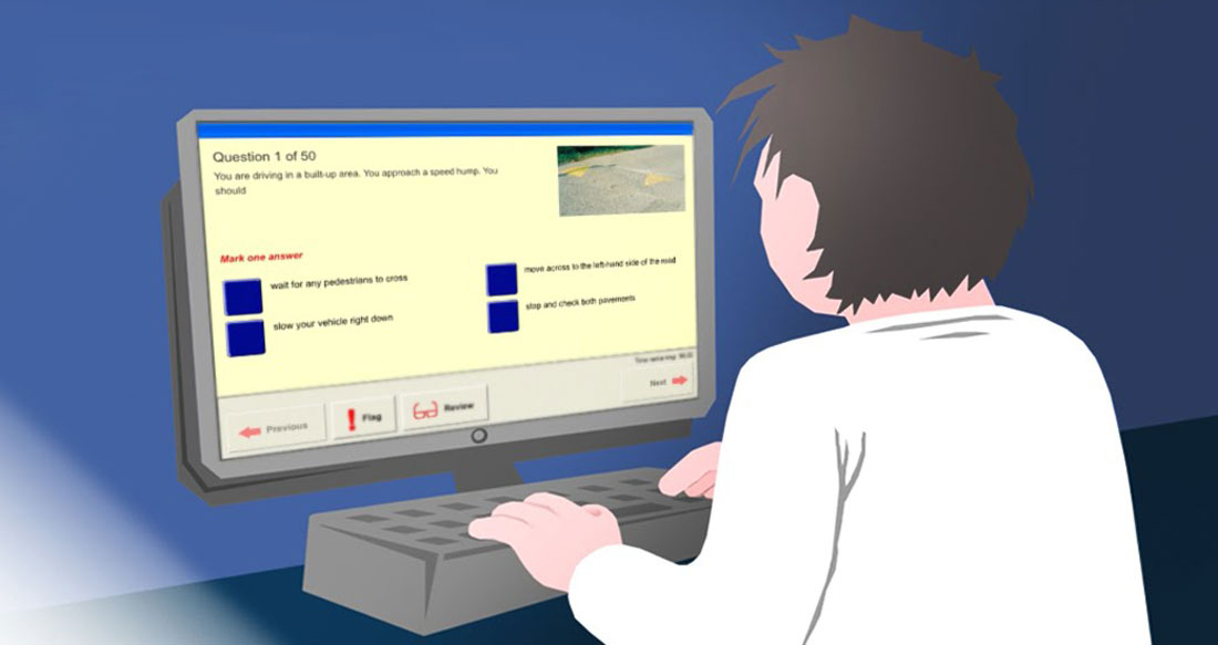 Theory test questions as it looks at the test centre